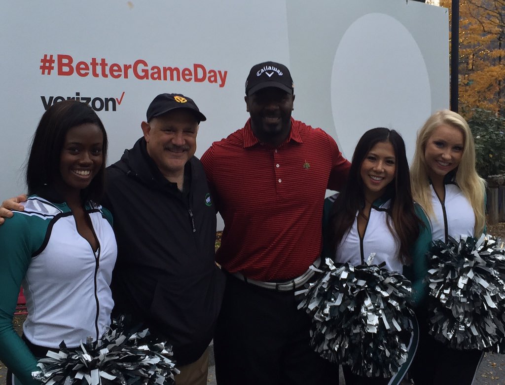 RealGlenMacnow's tweet photo. Me, @JTrotter_54 and our dates at Dilworth Plaza flash rally. #Bettergameday. https://t.co/vU01rnBhmd