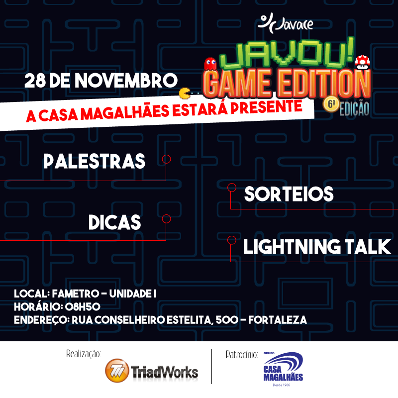 casamagalhaes's tweet image. A #casamagalhaes estará presente no evento JAVOU. Evento realizado pela Comunidade #JAVACE. bit.ly/1l9EJmr