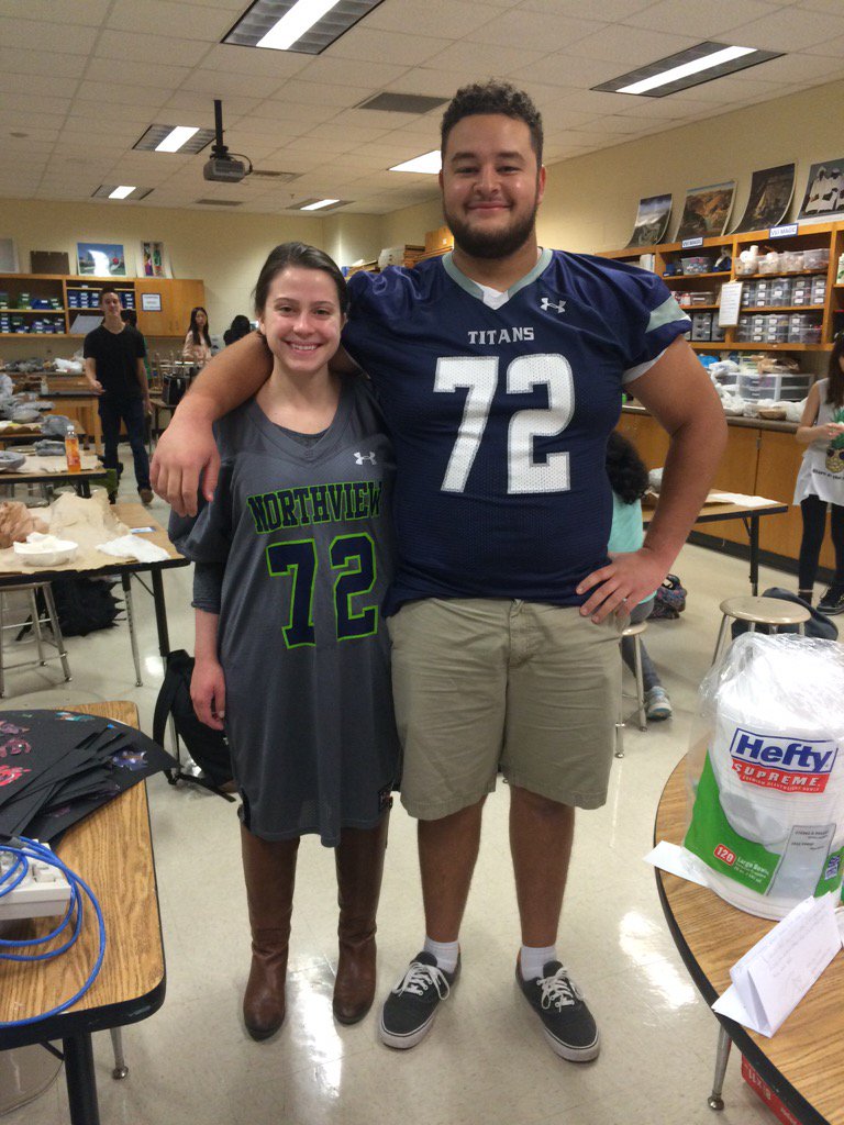 Northviewart's tweet photo. Love my new dress 😂 honored Dylon chose me to be the teacher to wear his jersey on senior night! #gotitans! https://t.co/DNQYAneLpL