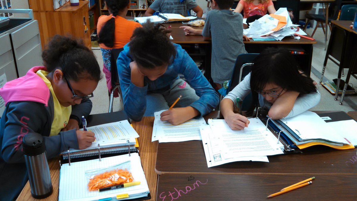 sheleen1920's tweet photo. 5th graders @ CES thinking deeply as they work through Paul's Reasoning Web. https://t.co/9hZ4ELlnqq
