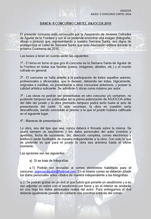 ASJOCOA's tweet photo. AQUÍ OS DEJAMOS LAS BASES DEL CONCURSO PARA ELEGIR NUESTRO CARTEL 2016, ANIMAOS A PARTICIPAR ... https://t.co/mvDKxqSn4Z