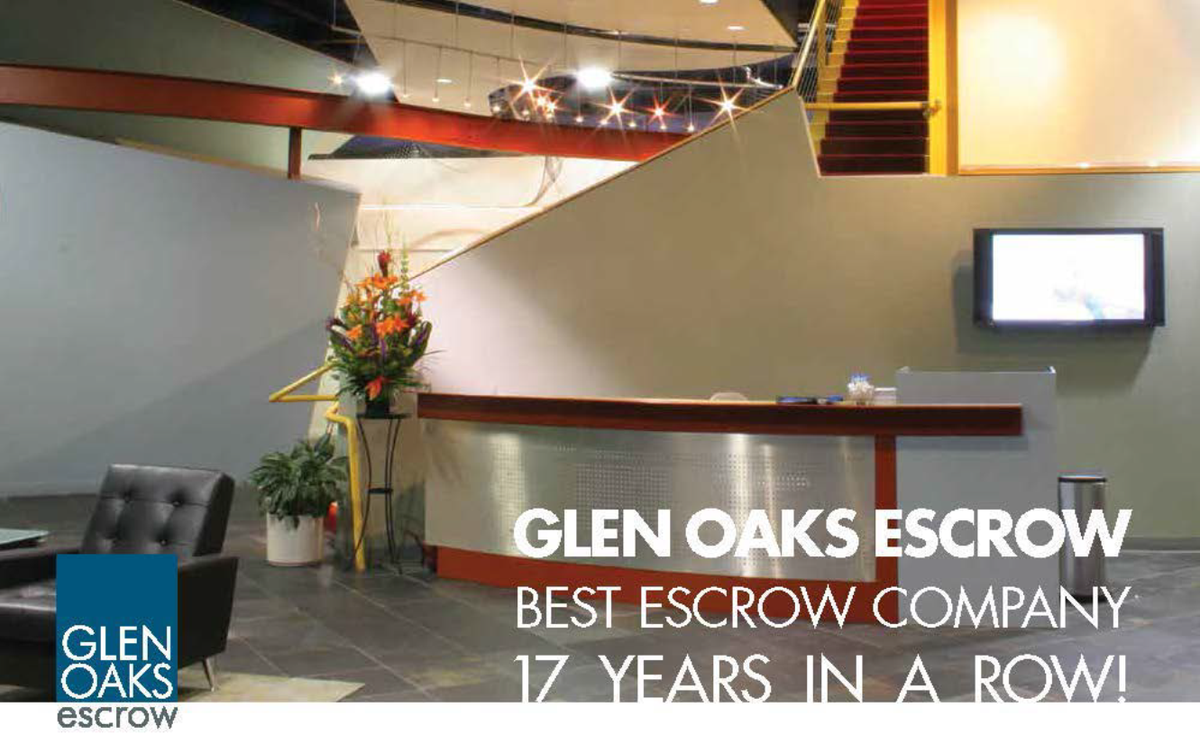 EscrowEric's tweet image. Glen Oaks Escrow was voted "Best Escrow Company" for the 17th year in a row.  Congrats to all!!
