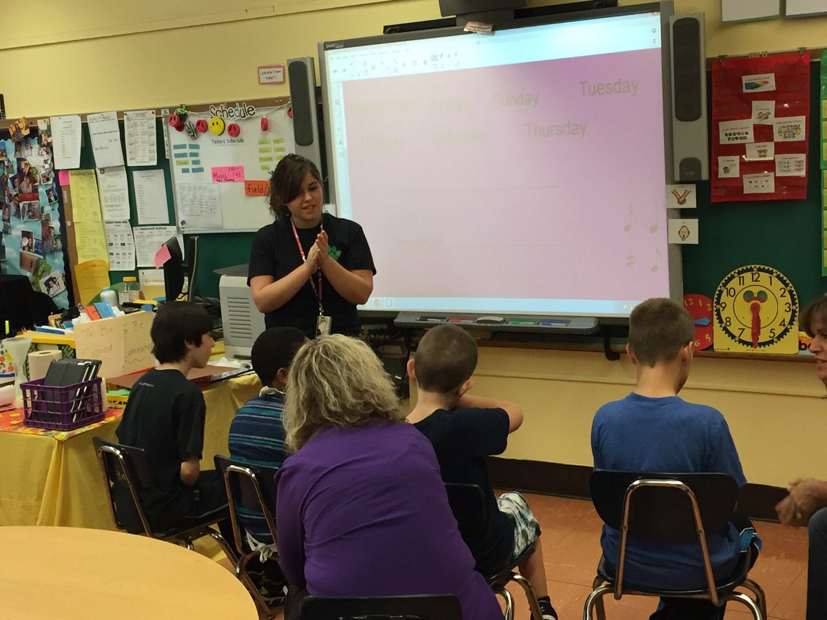 Ms. Carro's class  at Albany Avenue learning about the days of the week and the calendar.