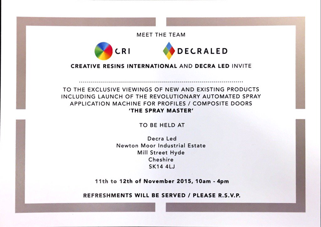 It's been a hectic year. Why not pop along to our open day and say hello to Decraled and our new partners CRI.