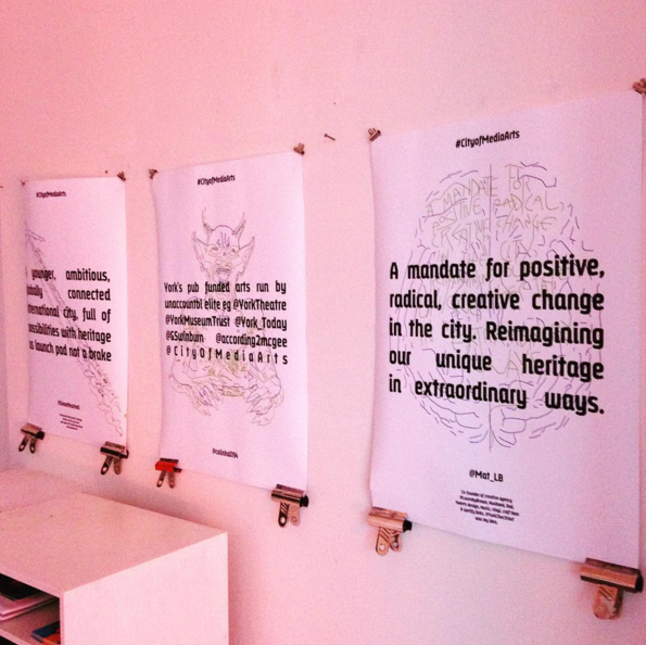 according2mcgee's tweet photo. Twitterstorm as art: thanks @MakeItYork and @ace_national. This show belongs to you #TextYork @Mat_LB @NewVisuality https://t.co/beR3vcuHZe