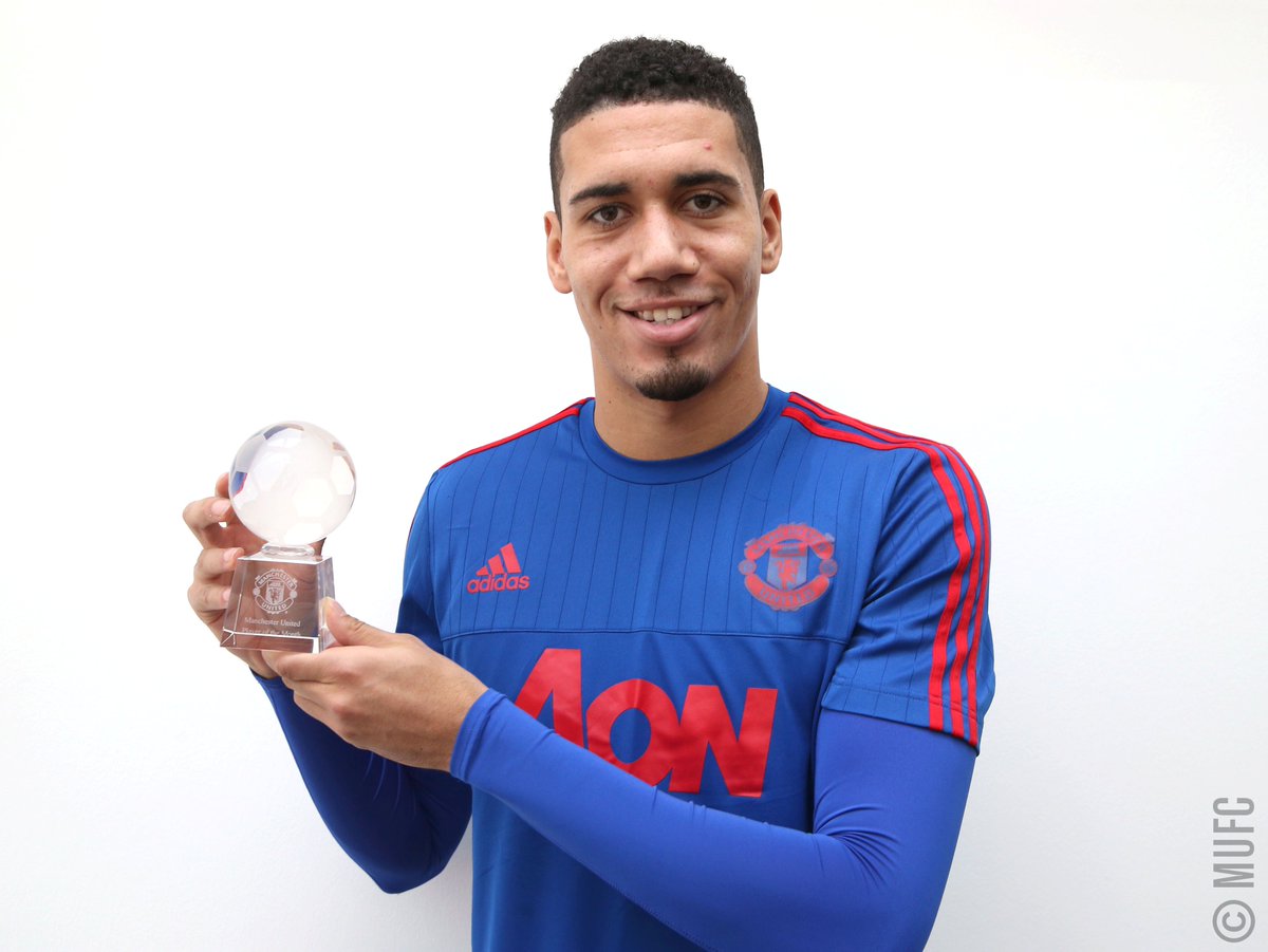 ManUtd's tweet photo. Congratulations to #mufc's Player of the Month for October, @ChrisSmalling! https://t.co/8n2rAxcBoD