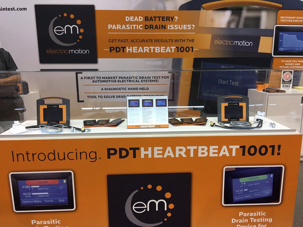 Dead battery issues?? stop by and see our first to market tool for drain issues! Electric Motion -booth #90226