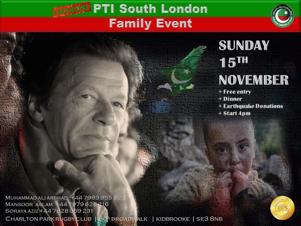 Tweets_By_Riya's tweet photo. **PTI South London Event** 
PTI Elected Body invites you to join hands to bring Change and help the #HelpEQVictims https://t.co/FUZkGzB7rS