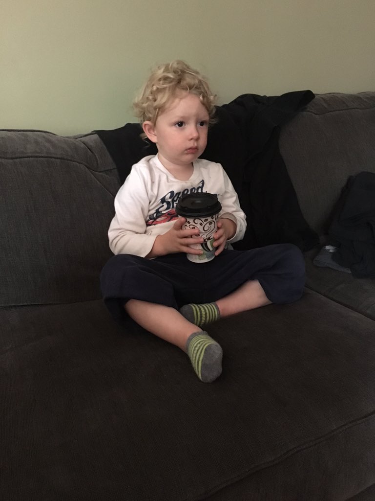 RealestRalph's tweet photo. Starting him on the coffee early. #RVIV https://t.co/Q3bkqHS0JZ