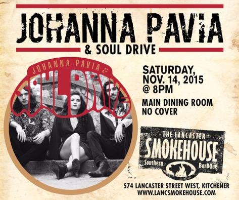 LancSmokehouse's tweet image. Next Saturday nite Nov 14 8pm! Johanna Pavia @SoulDriveSoul @GrandRiverBlues Gotta luv live music! @KWAwesome