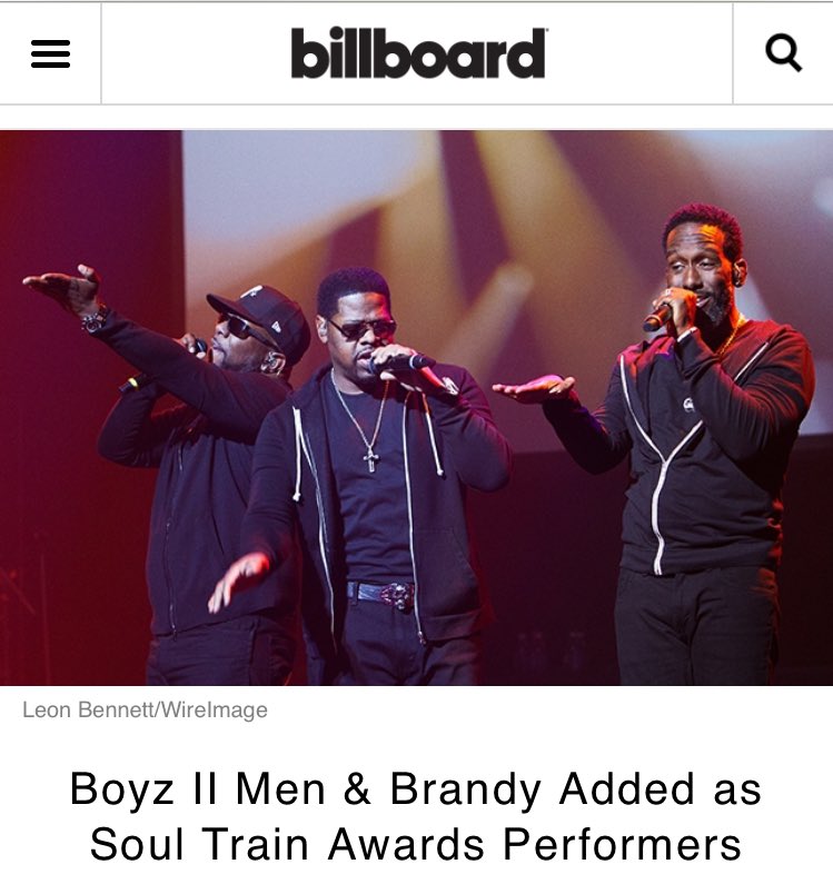 BoyzIIMen's tweet photo. We are honored to announce that we will be performing at the #SoulTrainAwards
The show will air 11/29 on @BET #BET https://t.co/dIABQXmgA5
