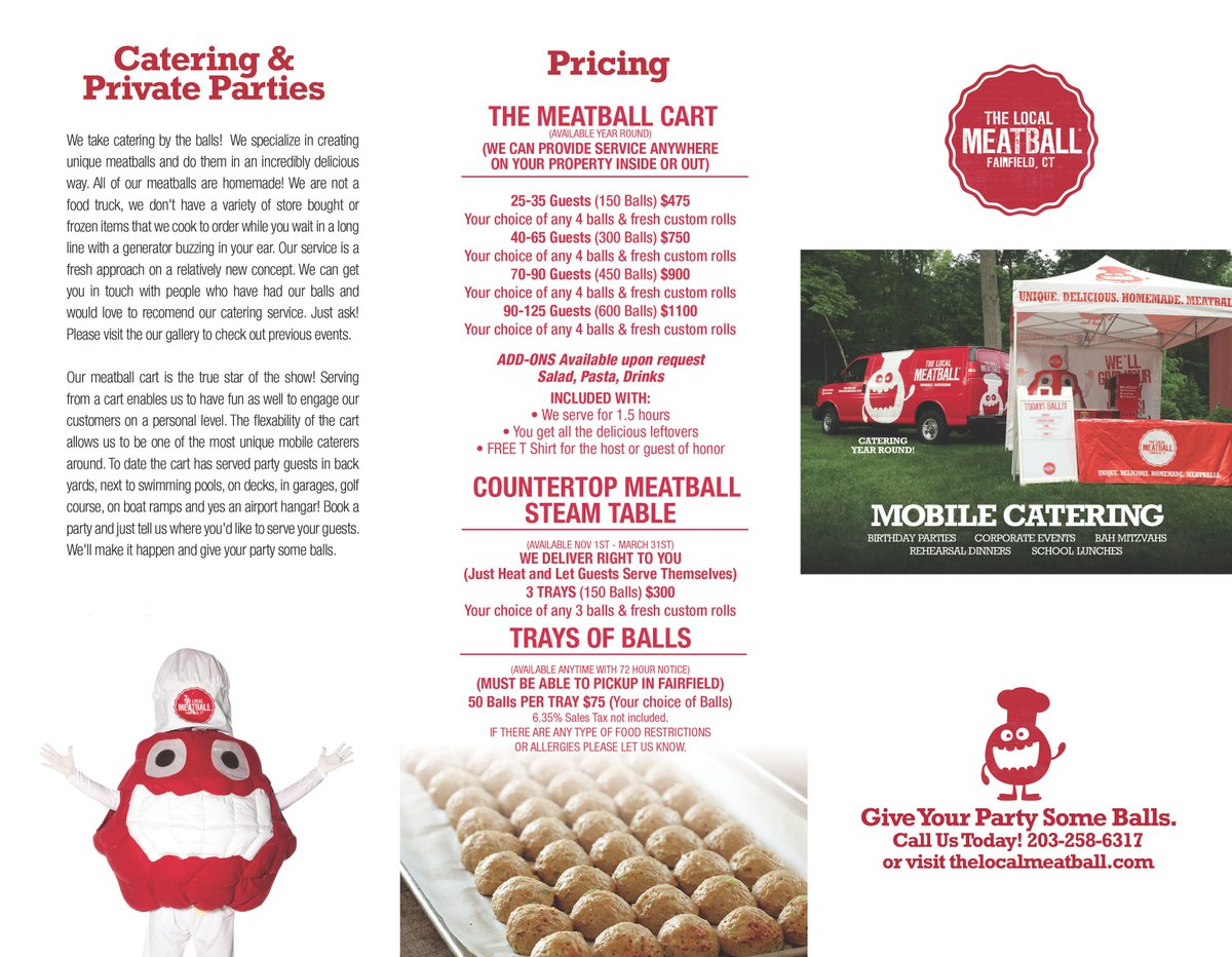 LocalMeatball's tweet image. Our catering brochure is finally here! Click on the attached for all the dets on how to book a party inside or out
