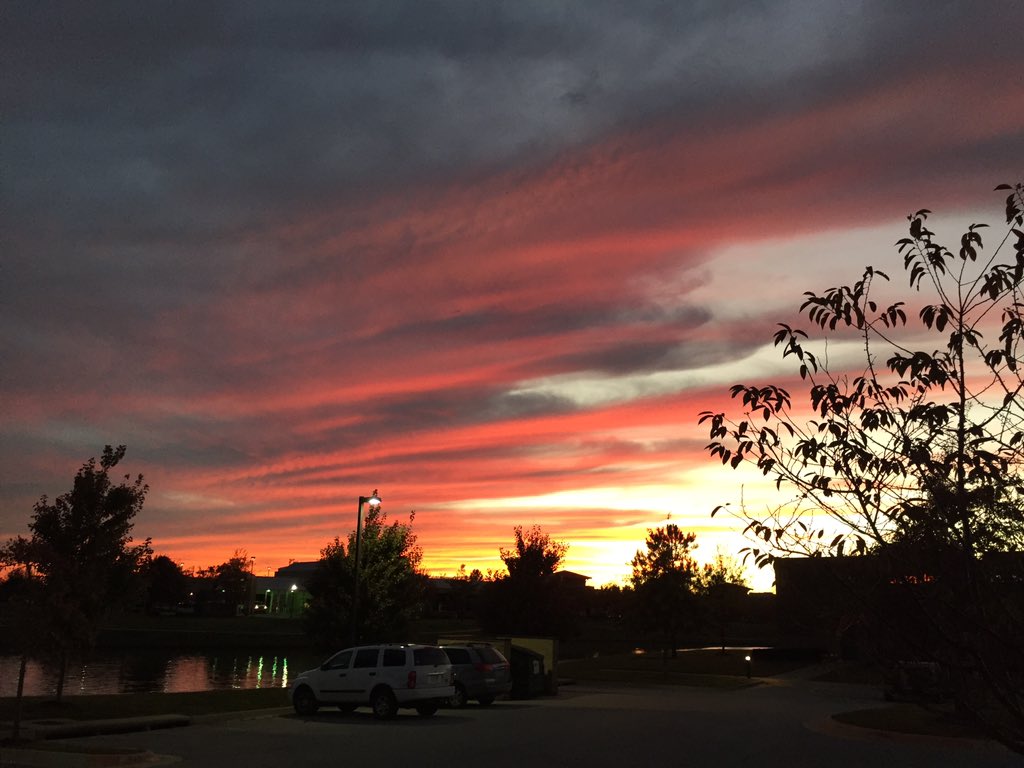 The #weekend welcomed us as we headed to our cars! #NWArk #sunset