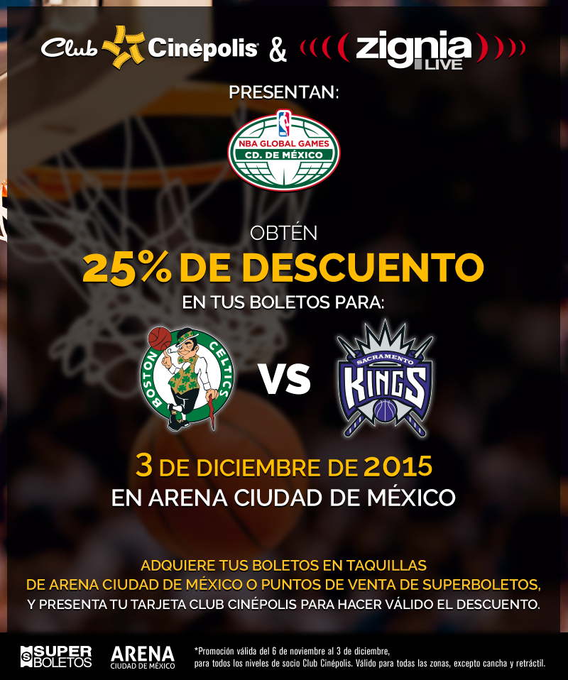 ArenaCdMexico's tweet photo. Lleva tu Tarjeta Club Cinépolis y lleva un 25% en taquillas y puntos de vnta @SuperboletosMX para un #JuegoNBAMexico https://t.co/lK0pIsgwn7