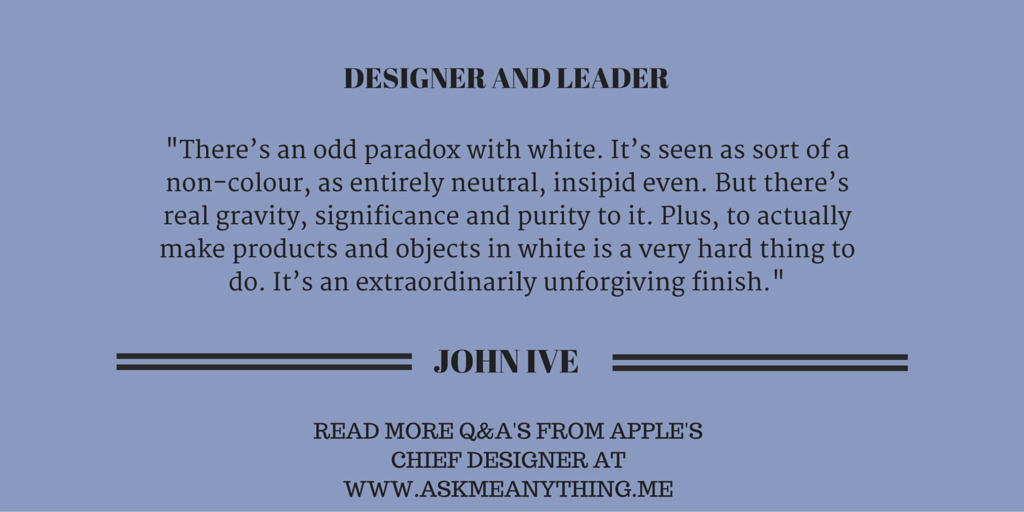 askmeanything50's tweet photo. John Ive @JonyIveParody  explains his love for white: https://t.co/pcrUqELZpF https://t.co/bhTtTQQBvX