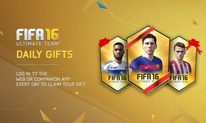 EA SPORTS FC on X: Daily Gifts are back in #FUT16! Log in to the Web or  Companion App every day for a new gift.  / X