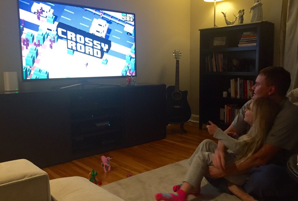 al3xisp's tweet image. Friday night! #crossyroad on the new #AppleTV! #NoPlaceLikeHome