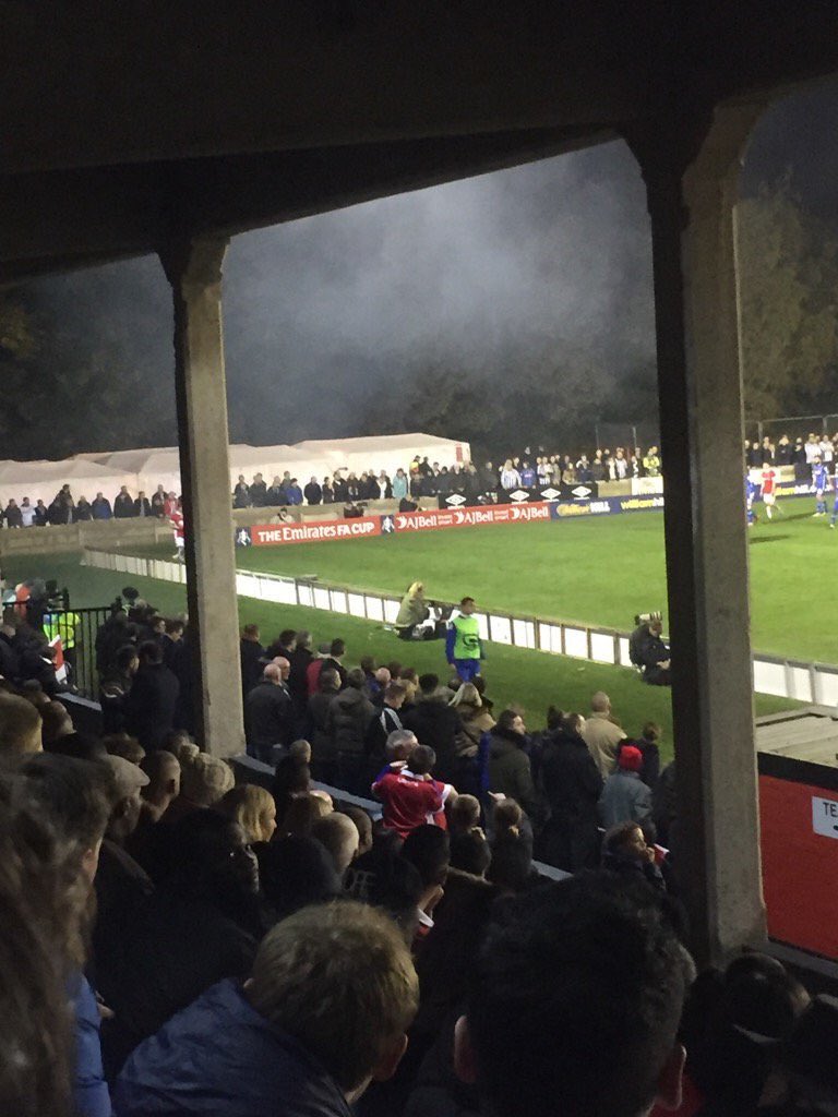 Not a bad first half here at Salford, time to get another beer in before the second half starts #facup