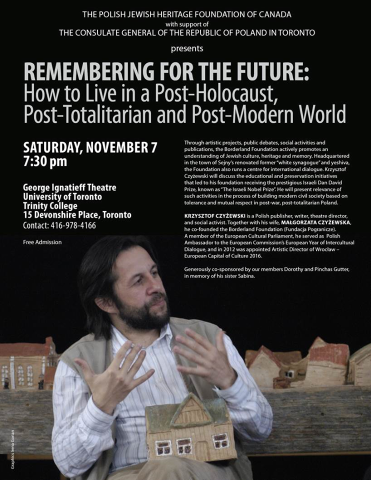PLinToronto's tweet photo. Meet Krzysztof #Czyzewski, the emblematic #Poland social activist. Sat Nov 7 7:30pm @Holocaust_Ed #HEW2015 https://t.co/SfqaVqPVEy