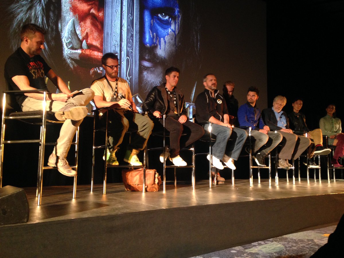 Legendary's tweet photo. The #WarcraftMovie cast joins director @ManMadeMoon &amp; @ChrisMetzen for a Q&amp;A with @hardwick! https://t.co/mNY4ErefFc