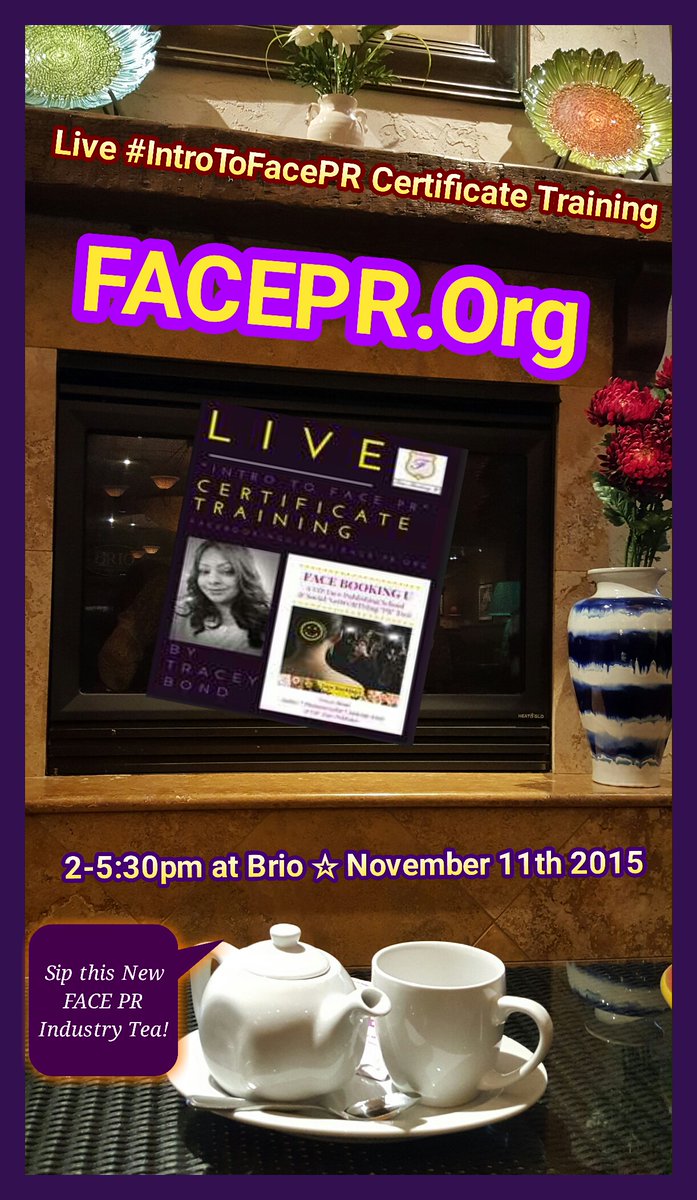 007PhDoTo's tweet photo. Nov.11th Sip #FacePR tea w/ Intro #PR certificate validation
Register https://t.co/3sLVN1C7Kt @FaceBookingU https://t.co/7XeAEx1b0U