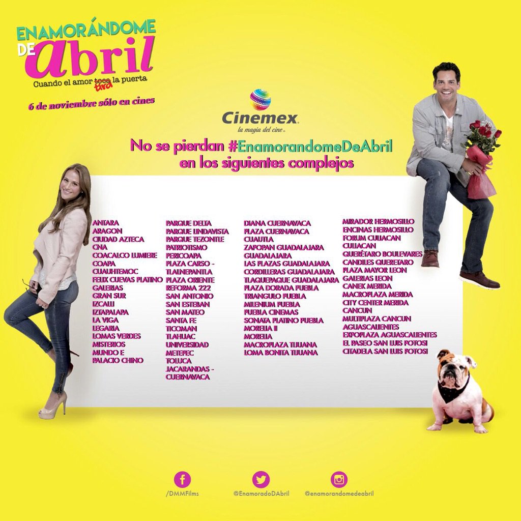 ArtKingdom_'s tweet photo. Hoy en @Cinemex #EnamorandomedeAbril aquí la lista de cines RT PLS https://t.co/61peZzmdk8