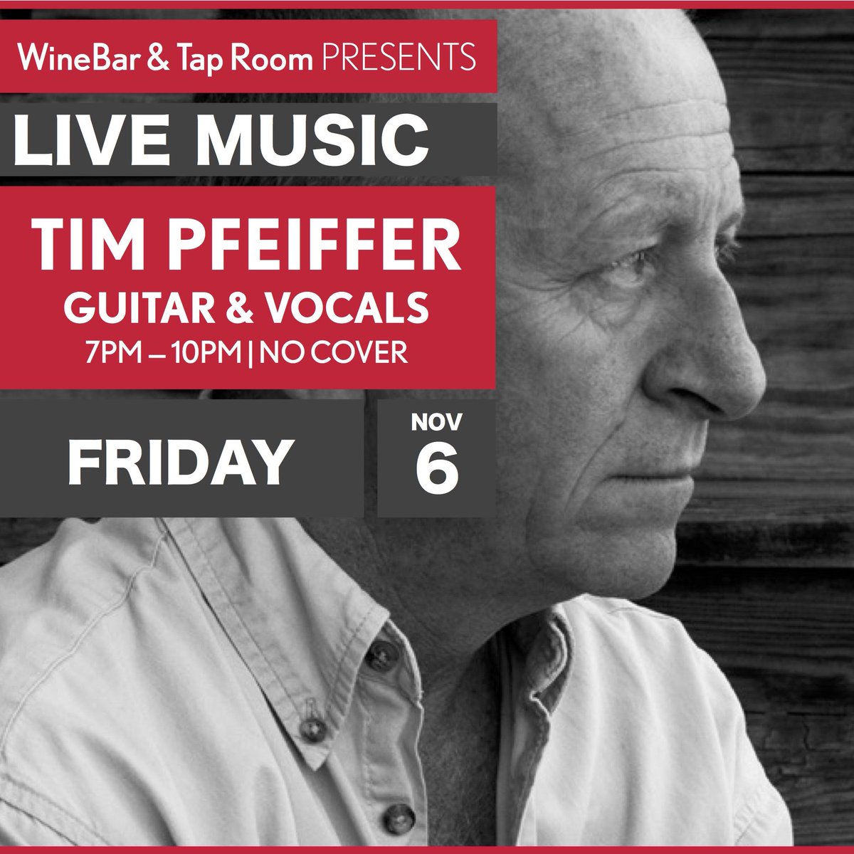 Tonight! Enjoy the sounds of Tim Pfeiffer in the in the WineBar &amp; TapRoom from 7-10 (no cover!) #livemusic #roanoke