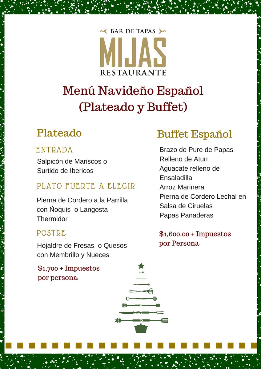 MijasRD's tweet photo. Nuestro Menú Navideño Español!! Disponible ya para tus actividades navideñas!!! Más información 809-567-5040. https://t.co/ND356jh5Oi
