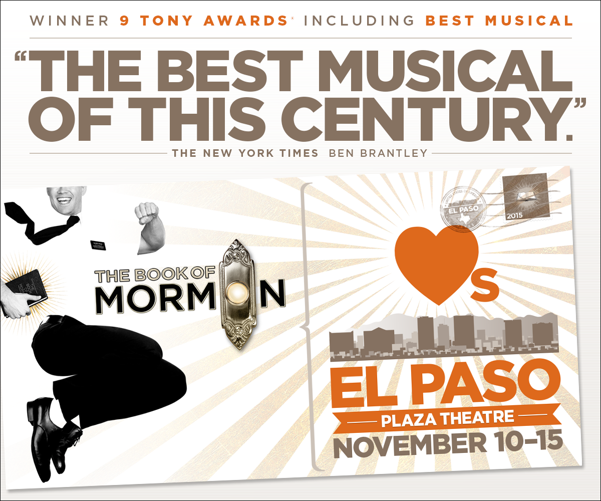 BookofMormon's tweet photo. #HelloElPaso! Follow &amp; RT for a chance to win 2 tickets for Nov 10th's show at the Plaza Theatre! @ElPasoLive https://t.co/Dqh64c0G6Y