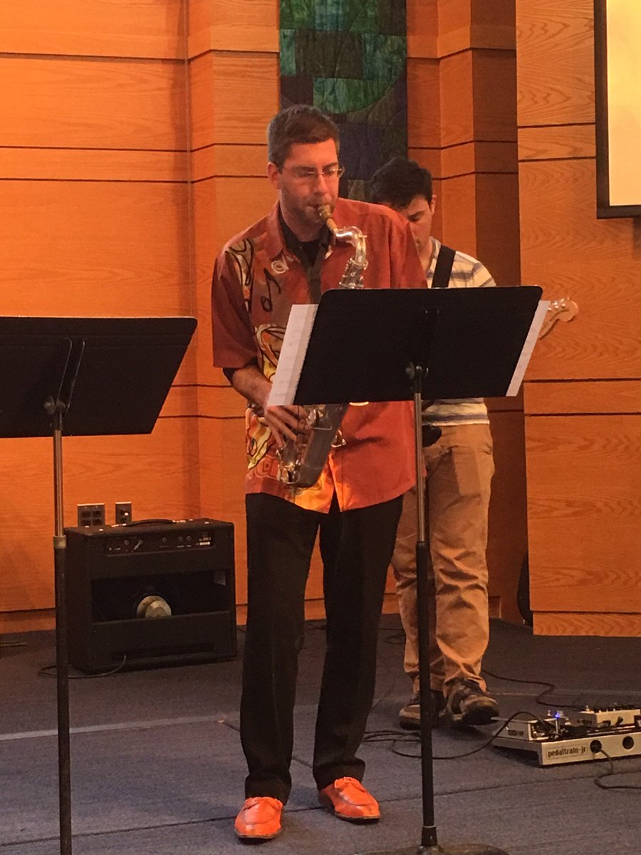 calvinseminary's tweet photo. Hey @CICW, you'll appreciate @kdkooyers, who rocked the sax with the chapel band on Sax Appreciation Day. https://t.co/KgGVvszKUY