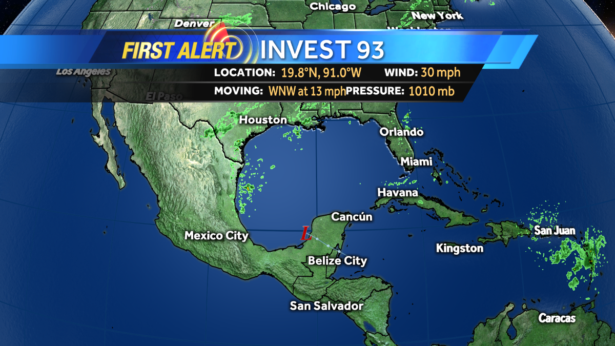 TMainolfiWESH's tweet image. Here's the latest on #Invest93. A cold front should keep this one on the weak side but worth watching. #wesh2tropics