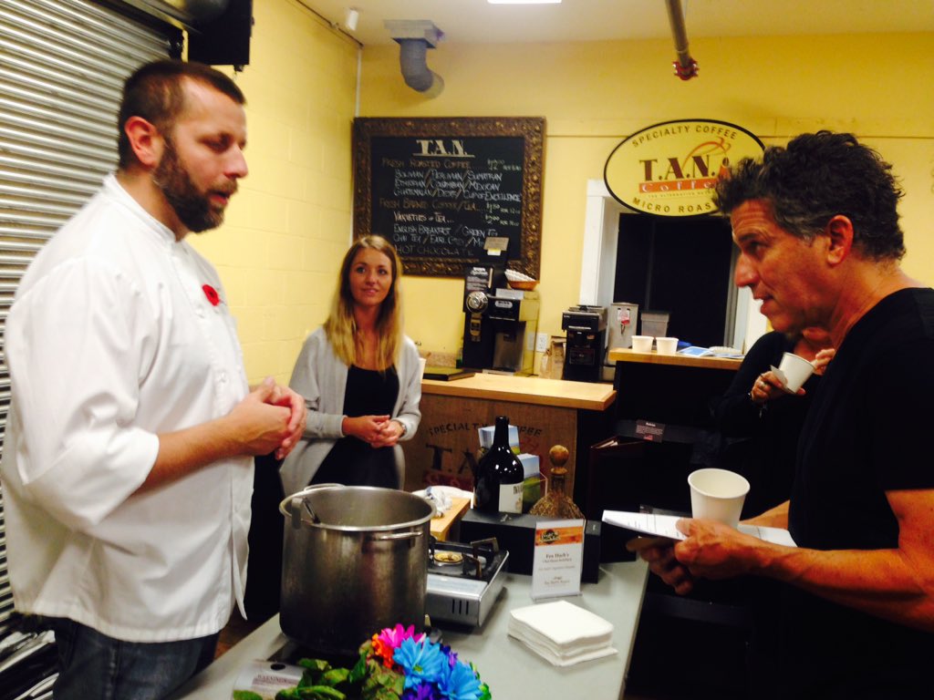 devourfest's tweet photo. #ChowderSmackdown judge @bobblumer testing the @FoxHarbrResort seafood chowder. #eatitup https://t.co/shYpBvbObz