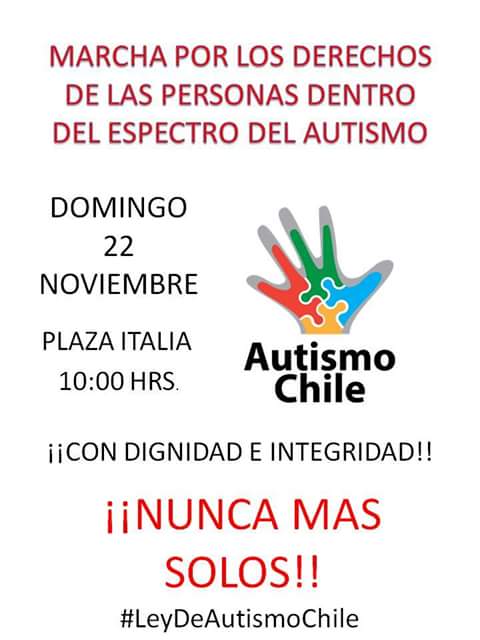 guarifaifa's tweet photo. Este 22 de Nov, @ChileAutismo estará marchando para exigir políticas publicas q beneficien a las personas con TEA https://t.co/zpw21vKQWd