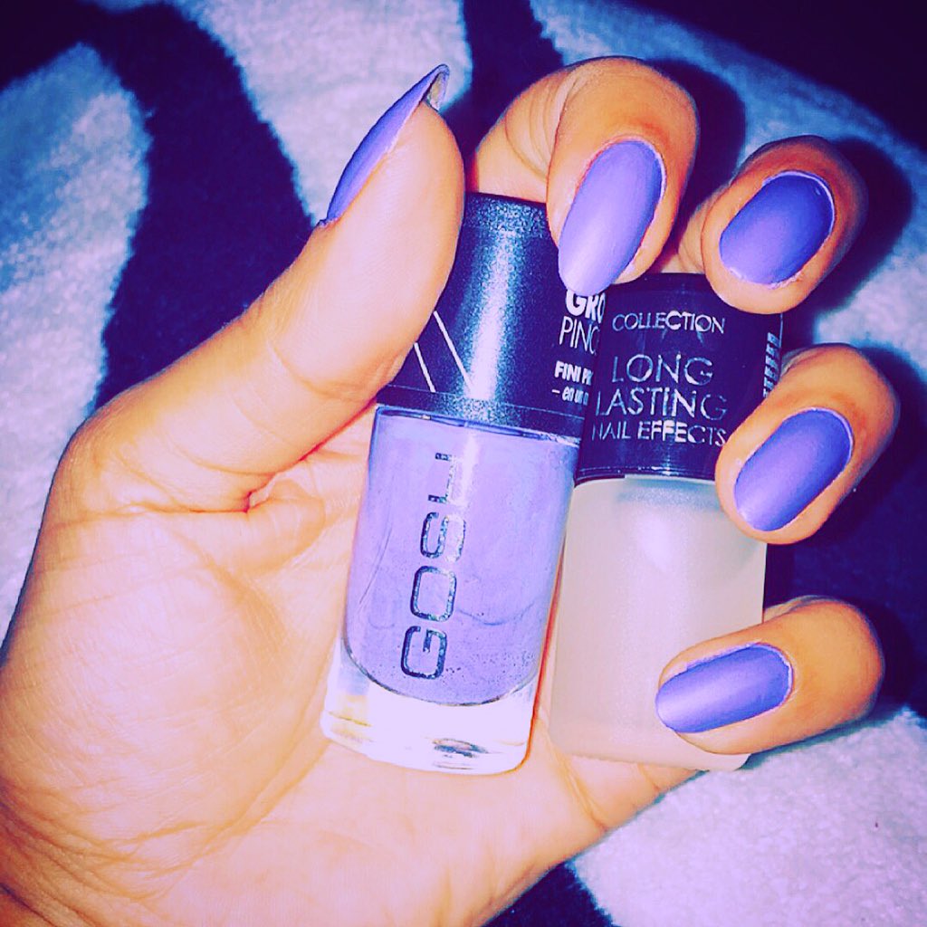 TamayaAdams's tweet photo. Love this colour by #goshcosmetics and this matte top coat by #collection2000 
#nails 💅🏾💜 https://t.co/tVVIrb1GWX