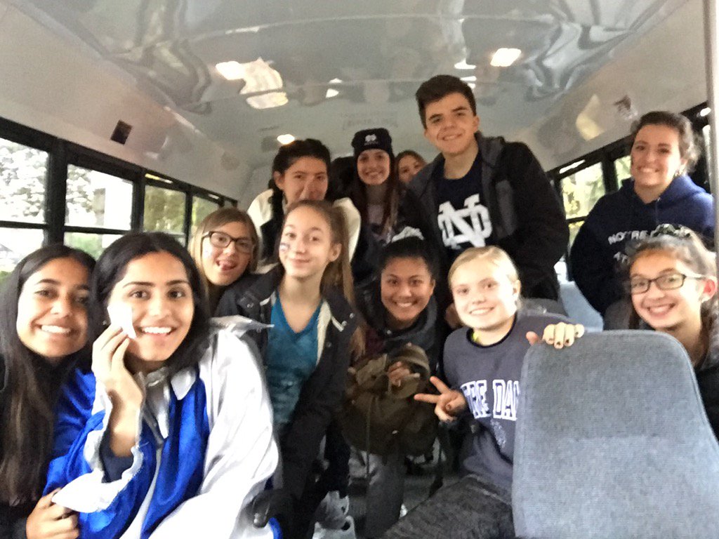 JonTagulao's tweet photo. ND fan bus is in the house...Archbishop Cup Style!!!! Go BLUE!!! https://t.co/PQW38sr3y6