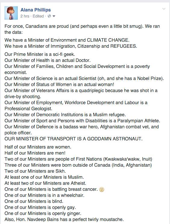 <a href="/JustinTrudeau/">Justin Trudeau</a> hope you liked my viral post about new #CanadianCabinet  - btw i can haz science job? #noharminasking