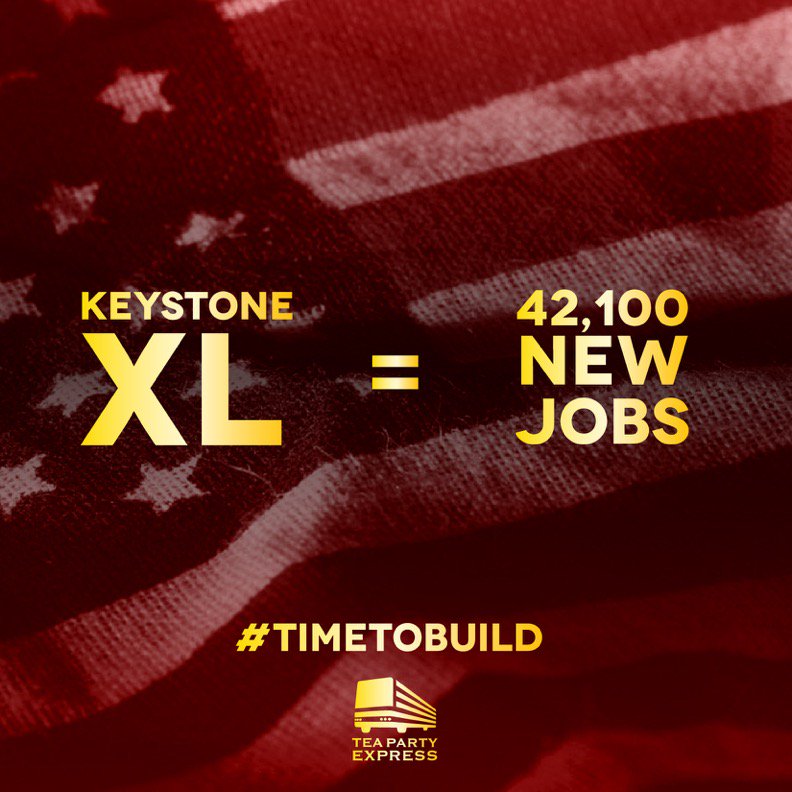 TeaPartyExpress's tweet photo. President Obama is now responsible for killing thousands of American jobs! #KeystoneXL https://t.co/xGRw8RyN1r