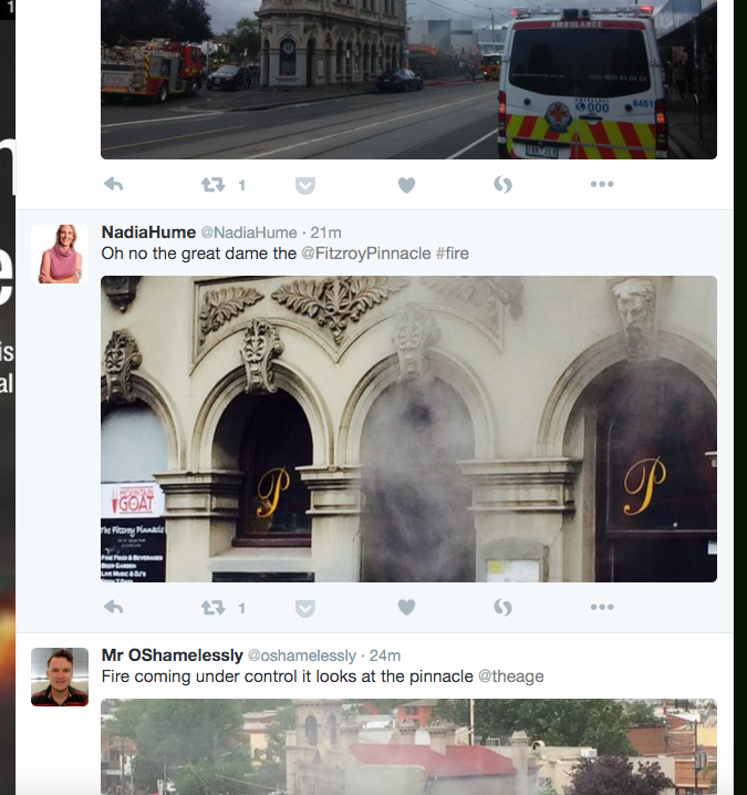 geehall1's tweet photo. Pinnacle Fire Nov 7 2015 collated Twitter information https://t.co/FSR8zQ9BnD #NthFitzroy #Vicfires #firevic https://t.co/crR95GNKSA