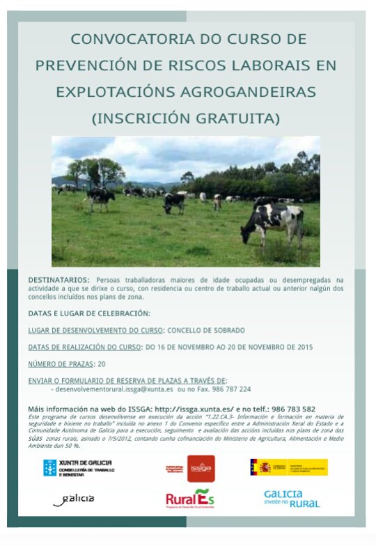 #Curso de prevención de riscos laborais en explotacións agrogandeiras. #Apuntarse no Concello.