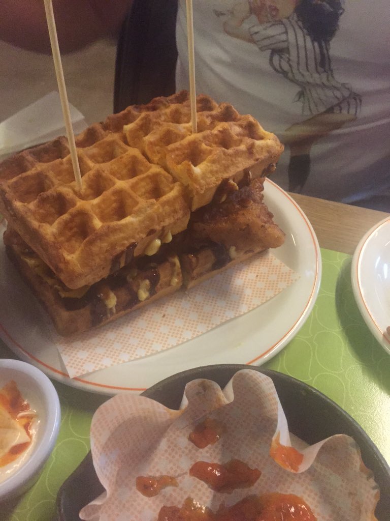 CluckCluckClub's tweet photo. Yeah the food @birdrestaurant tonight was clucking amazing #waffleBurger https://t.co/EEQt07U3SF