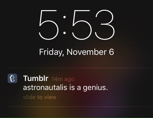 s8nlvsu's tweet photo. Why, yes tumblr. I know. @astronautalis #WeirdNotifications https://t.co/H4r02dZTtr