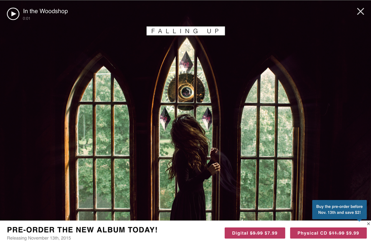 fallingupband's tweet photo. Album Release Nov 13! Woot! Pre-Orders for those who missed the kickstarter are live on @Bandcamp and @storeenvy RT! https://t.co/HxPruJky4b