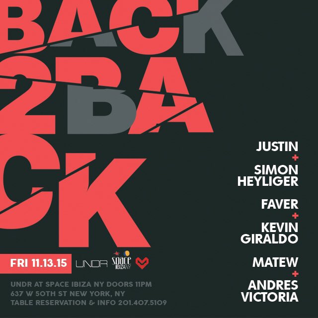 WOTNightlife's tweet photo. Did someone say #Back2Back ? We make our return to @SpaceIbizaNY - Friday the 13th! #UNDR #NYC https://t.co/C2wmfHWrjx