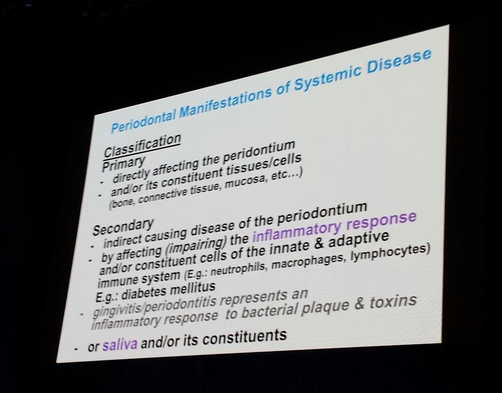 DrMelanieAley's tweet image. AProf Mark Schifter talking #periodontaldisease and #systemicdisease at #sydneysymposium