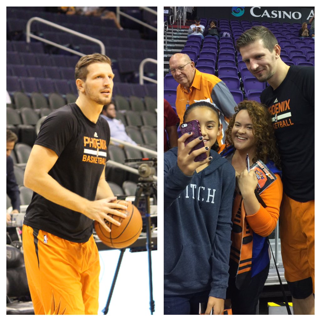 Suns's tweet photo. Shooting on the court and 📷s off it for @Teletovic33. #SunsVsPistons https://t.co/O1r44adt1M