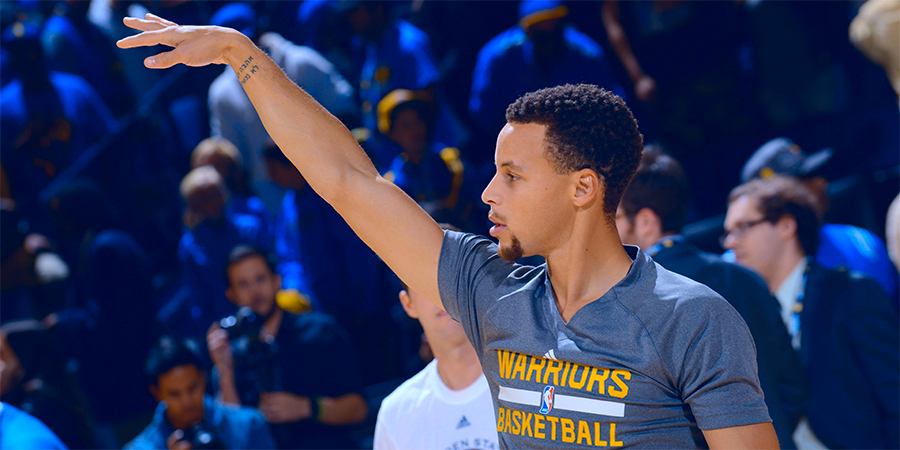 warriors's tweet photo. .@StephenCurry30 has made 28 threes so far, the most-ever through the first five games in @NBA history ☔#SPLASH https://t.co/zlRE28z9FL
