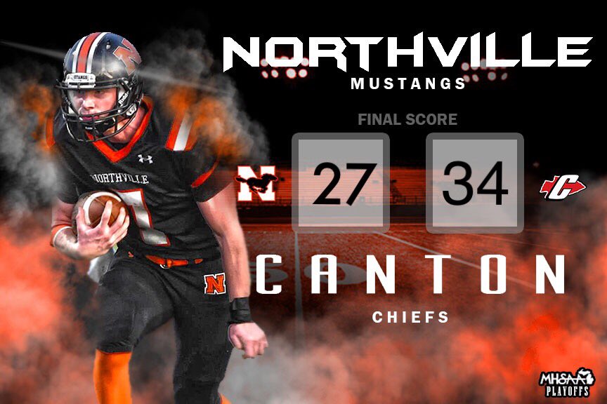 Final Score: Canton tops Northville 34-27. A tough loss to end a record breaking season. Great job Mustangs!!