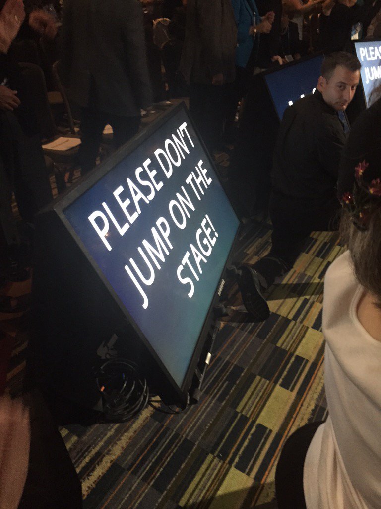 Anielsenshultz's tweet photo. Is it even Shabbat if we don't jump on the stage? #Biennial15 #NFTY https://t.co/z9p1HGeIyi