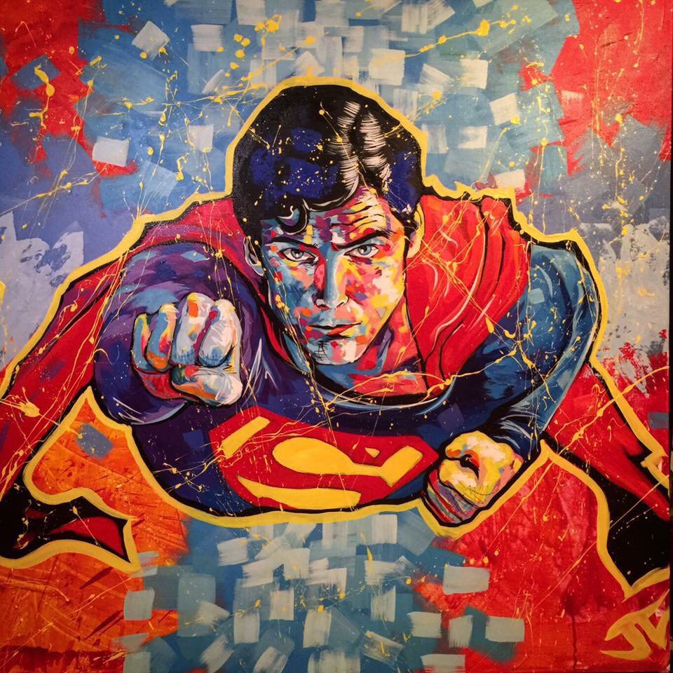 jayvart007's tweet photo. Check out my #christopherreeve @SupermanTweets #SuperMan painting 4ft x 4ft #jayvart #jayValentin @Superman1f https://t.co/tTf90O21xQ