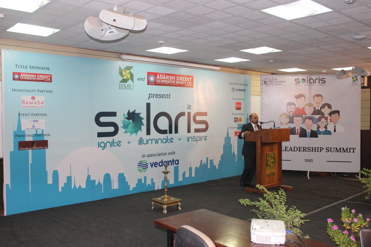 IIM_Udaipur's tweet photo. Mr. MS Unnikrishnan delivering the keynote speech for Leadership Summit! @instaudaipur @ThermaxInfrared #SolarisIIMU https://t.co/eTyxqDPuzl